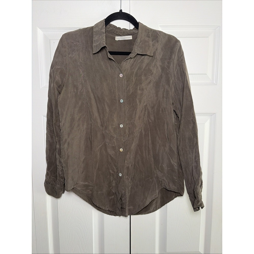 Objects Without Meaning Cupro Button Down Womens Size S Gray Silk Minimalist